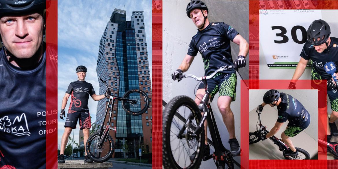 Krystian Herba zdobył najwyższy budynek Czech na rowerze