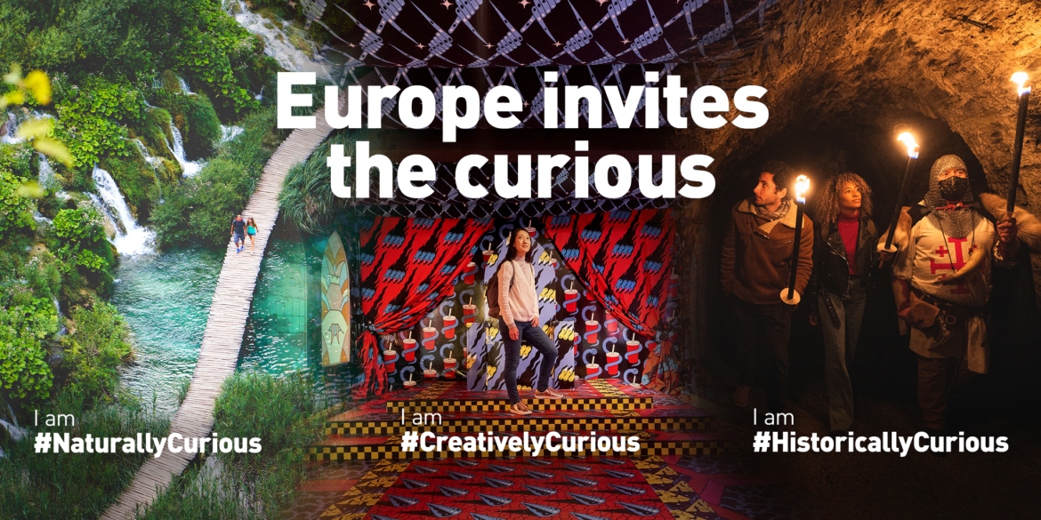 Grafika kampanii "Europe invites the curious”