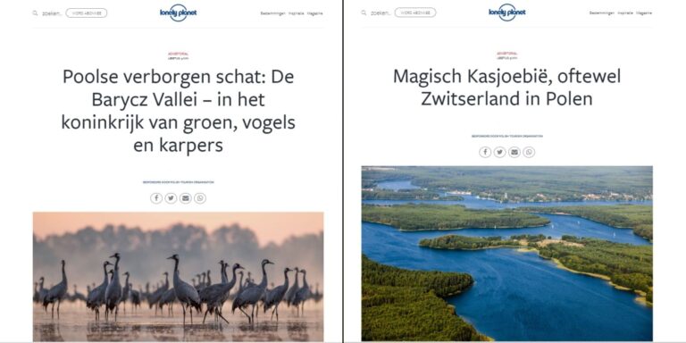 Screeny artykułów z portalu Lonely Planet