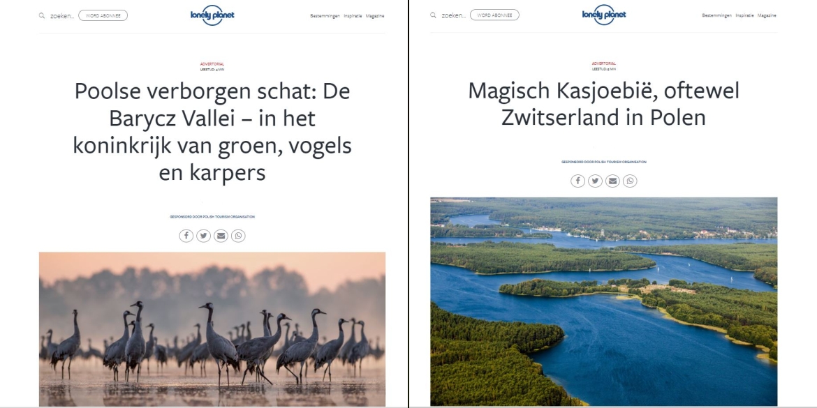 Screeny artykułów z portalu Lonely Planet