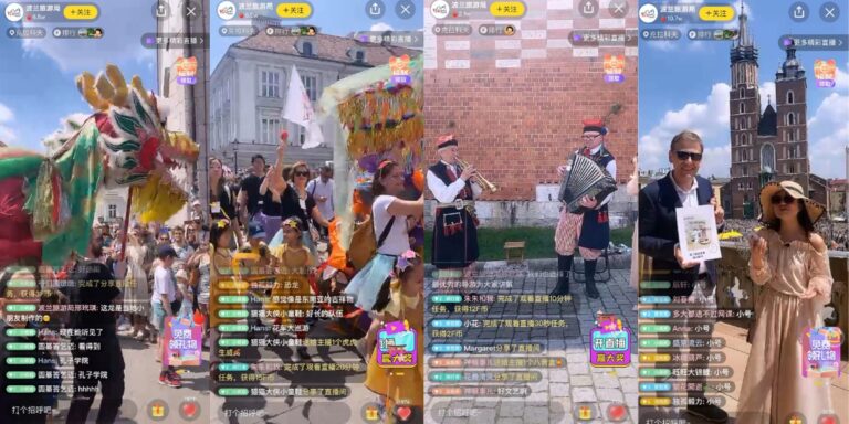 Kadry z live streamingu z Krakowa