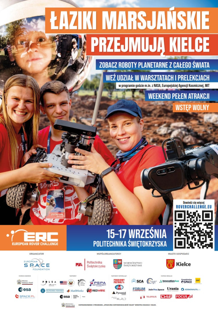 European Rover Challenge w Kielcach MIĘDZYNARODOWE ZAWODY ŁAZIKÓW MARSJAŃSKICH! 15–17.09.2023 | Politechnika Świętokrzyska, Kielce