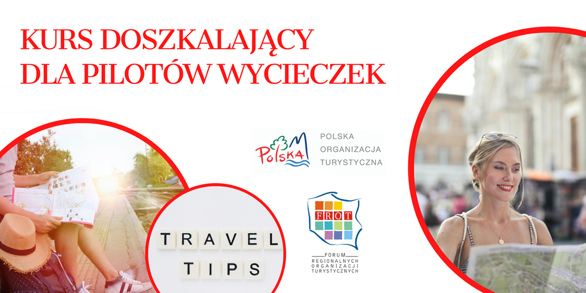 Grafika promująca kurs dla pilotów wycieczek