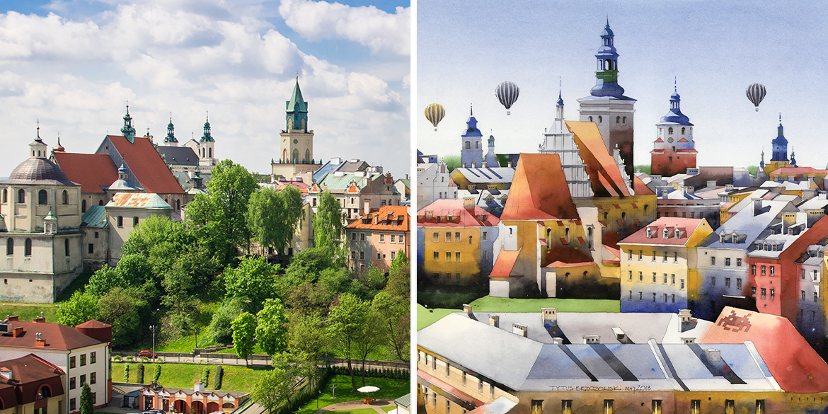 Lublin w obiektywie aparatu i akwareli Tytusa Brzozowskiego
